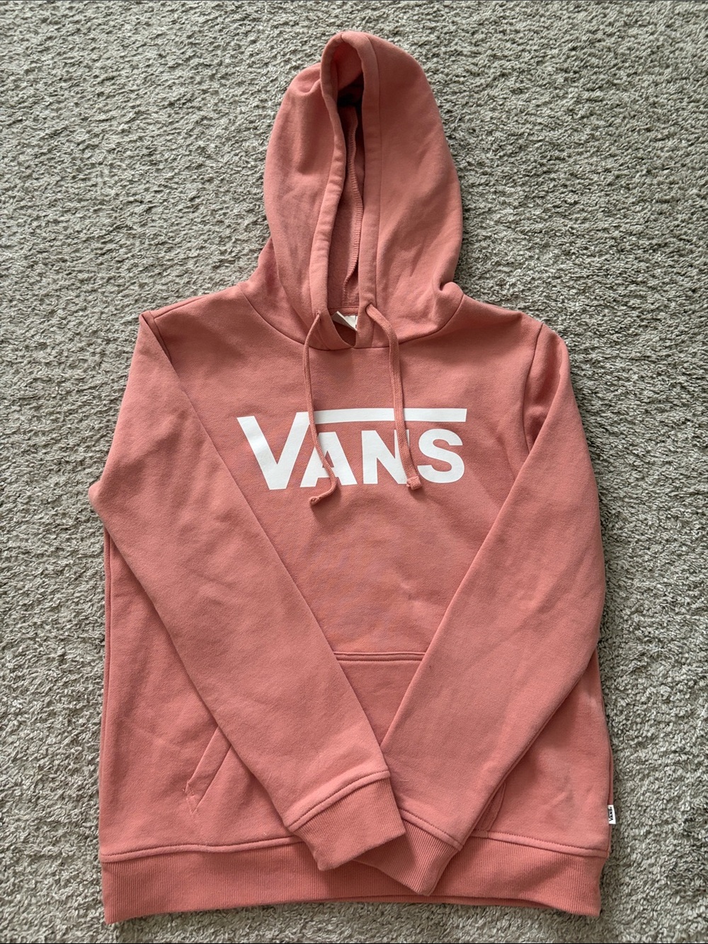 Vans Coral Pink Scoop Pullover Hoodie with White Logo